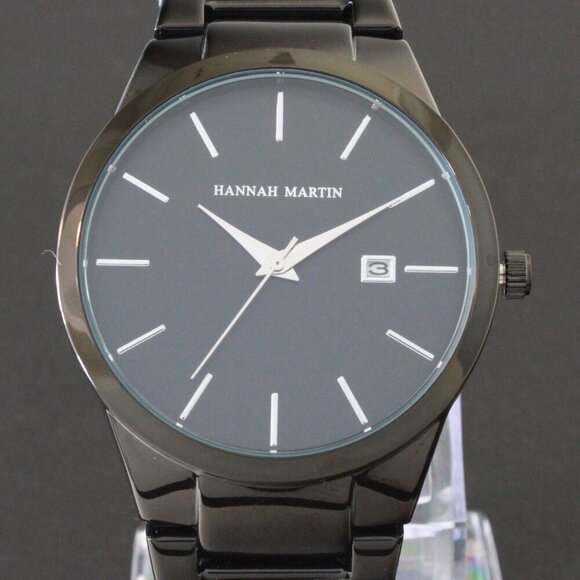 Men's Sports Watch Raised Indices Integrated Bracelet Black Quartz 40mm - Picture 9 of 11